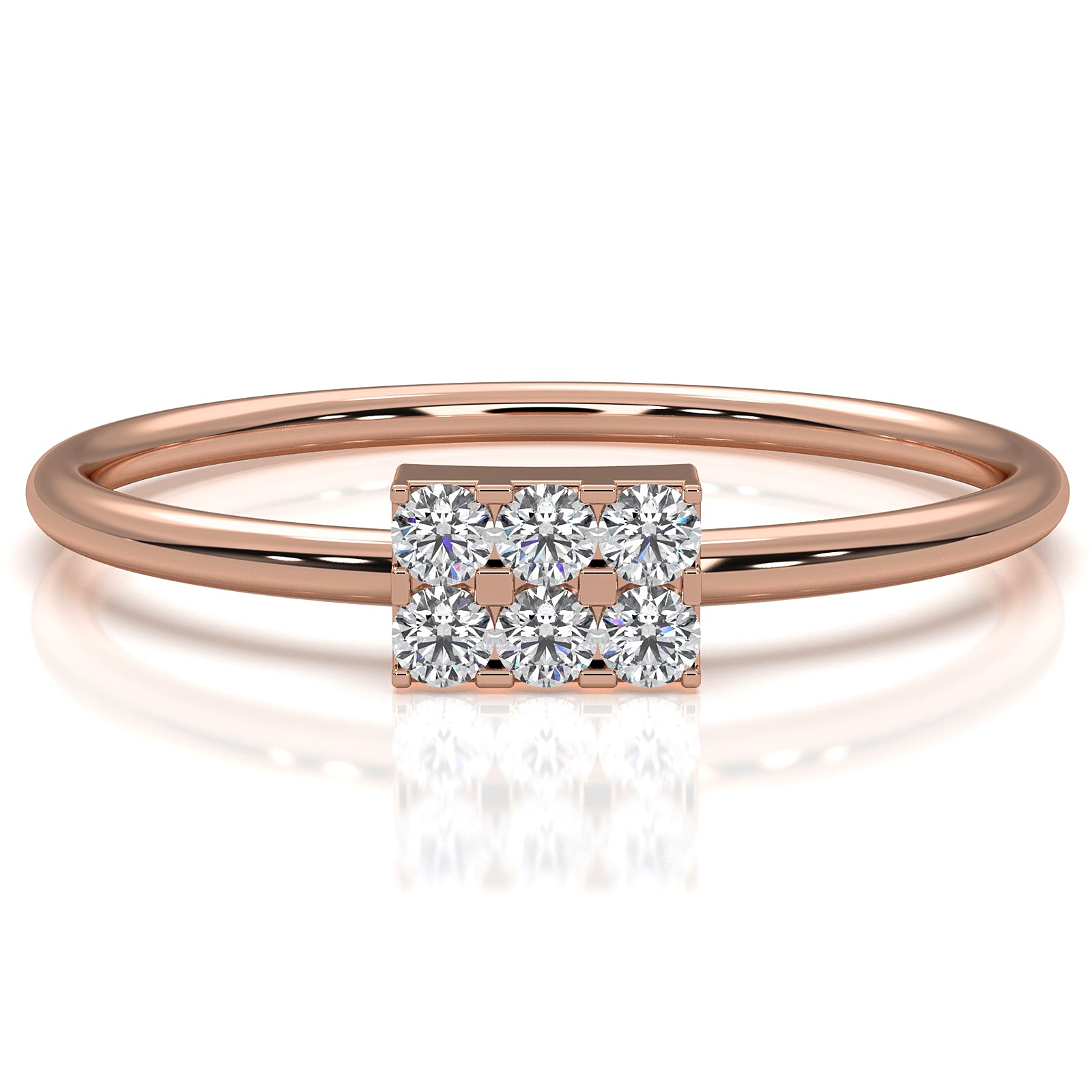 Slim Minimalist Rectangle Shape Lab Diamond Engagement Ring 0.11ctw.